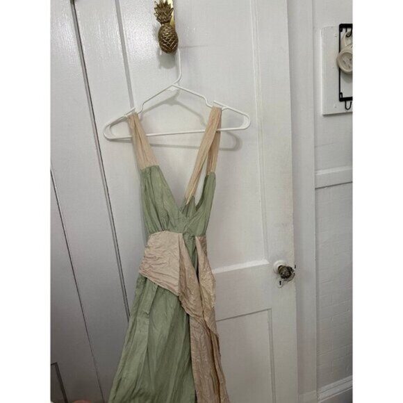 Ruth Crinkle Silk Colorblock Maxi Dress - Size 4 - Picture 1 of 10